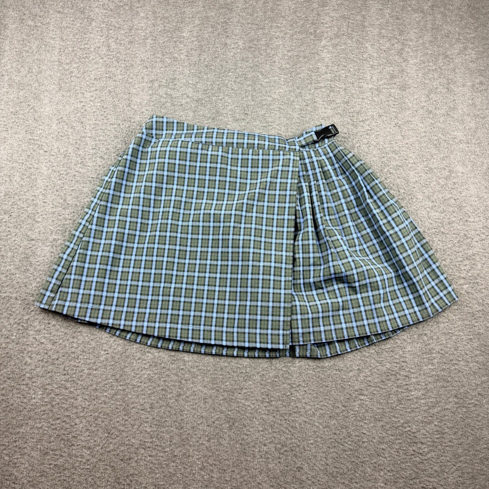 Wild Fable Plaid Women's M Medium Buckle Wrap Skort Green Blue